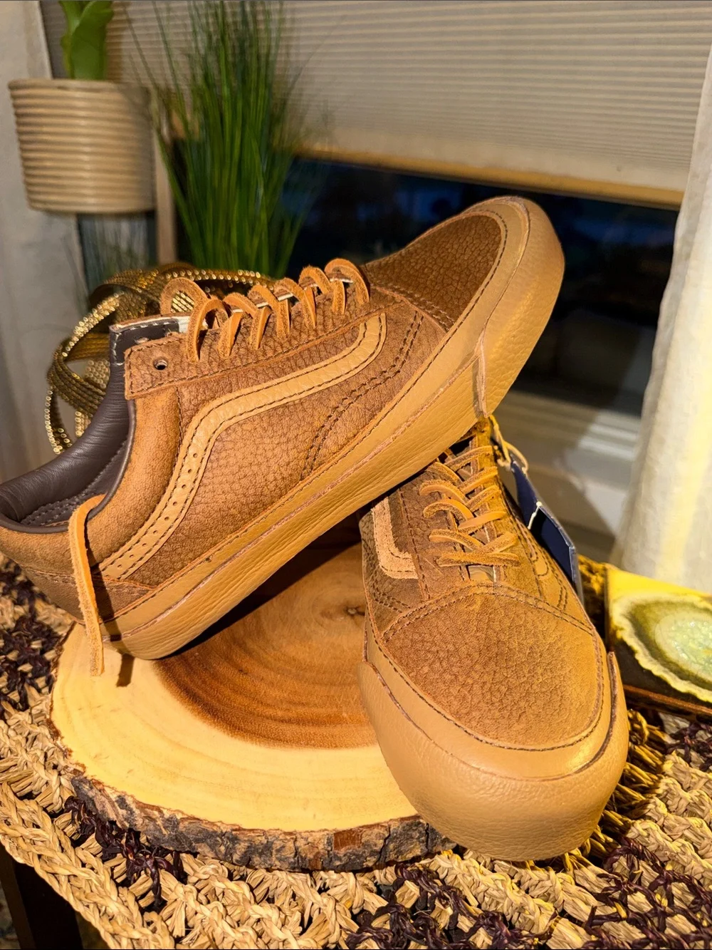 Vans Premium Old Skool LX Houston Chipmunk Brown Leather Sneakers M6.5 W8